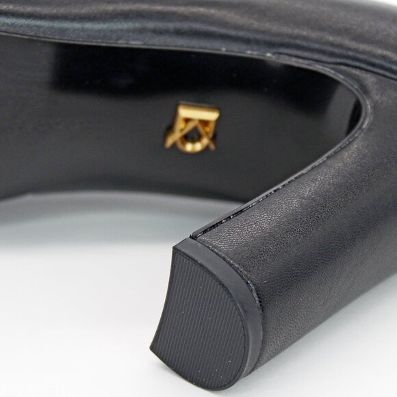 Donna Karan 'Sabina' Leather Twist Bar Hardware Square Toe Pumps - Picture 6 of 8